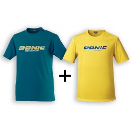 Donic Kids' T-shirts Logo dark aqua + T-shirts Logo yellow 