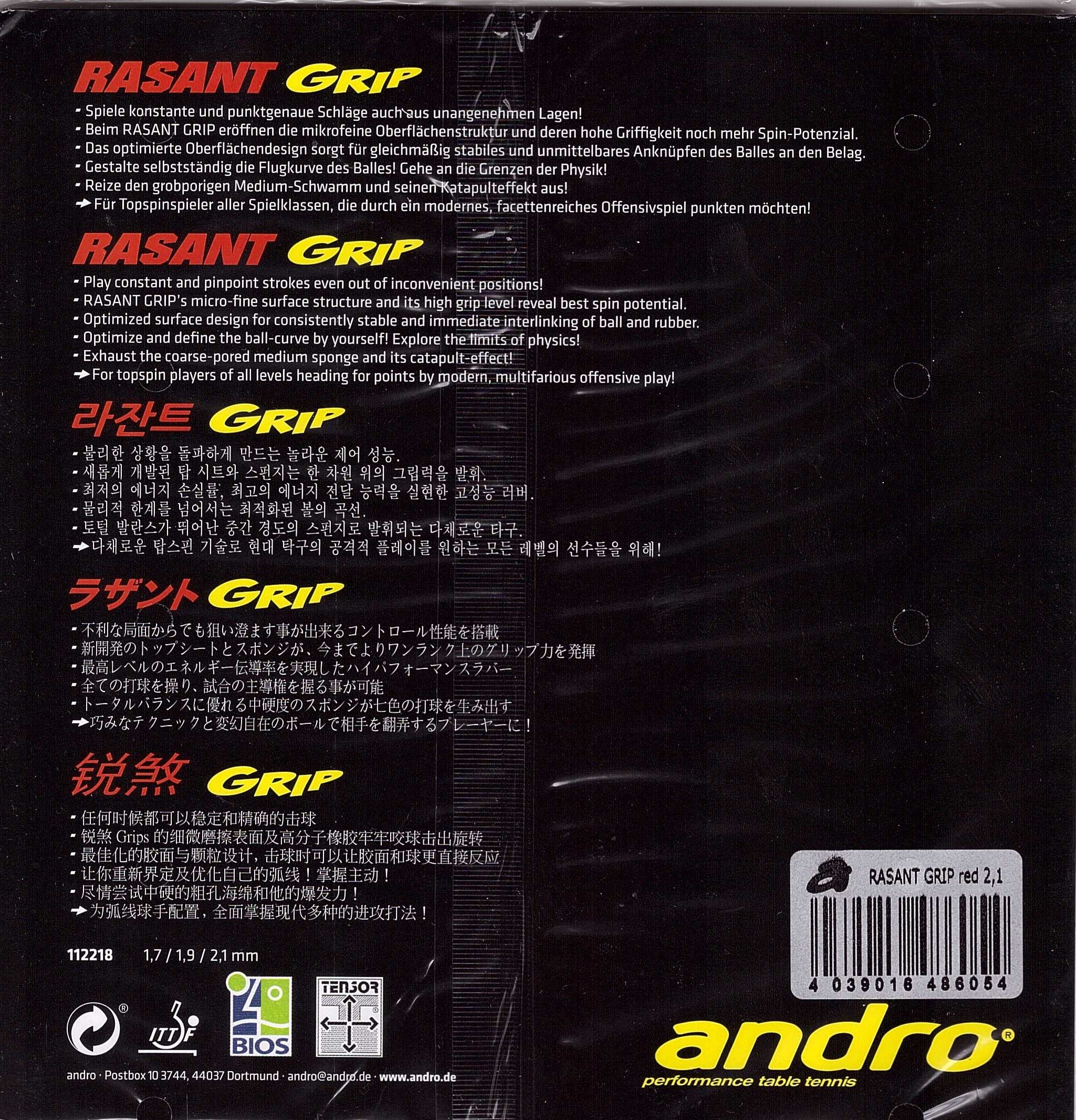 OVP Andro Rasant Powergrip 1,7mm schwarz  NEU 