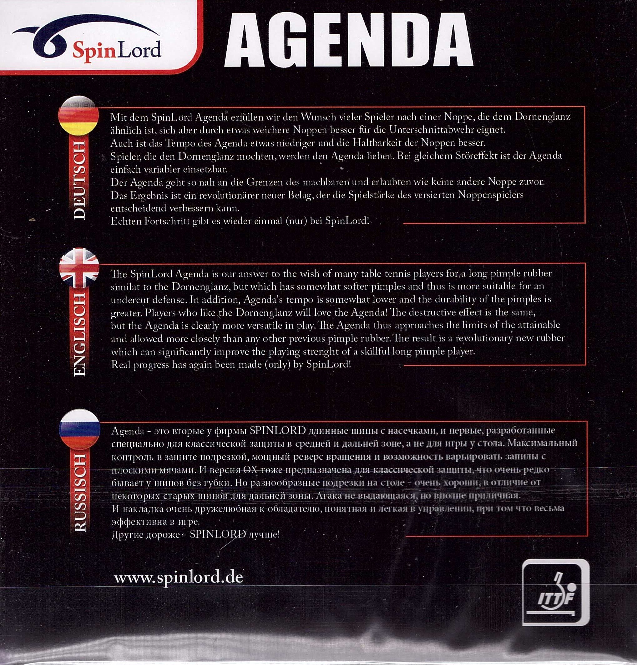 Spinlord Agenda Table Tennis Rubber 