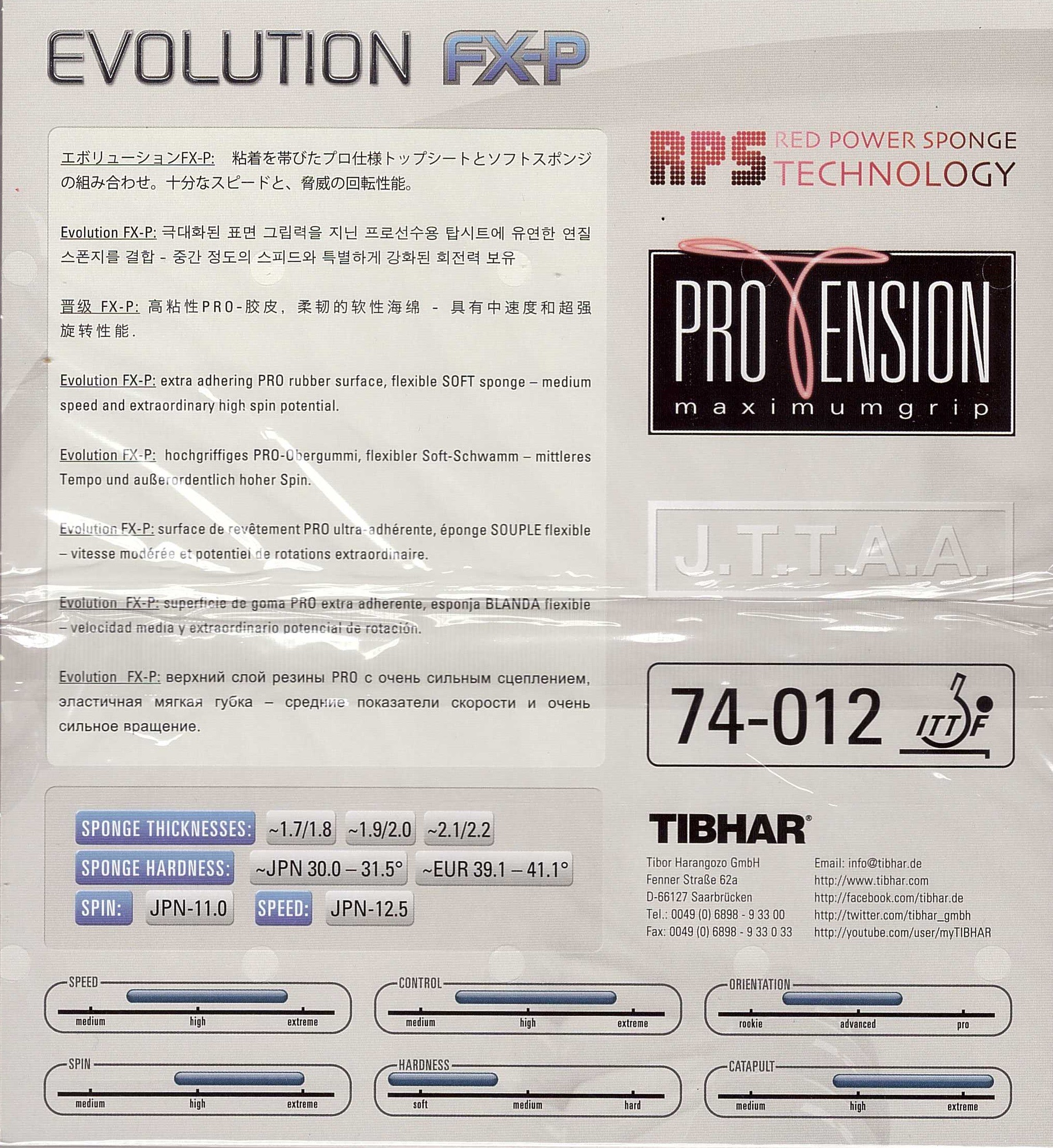 Tibhar Tischtennisbelag Evolution FX-P 1,7mm schwarz  NEU OVP 